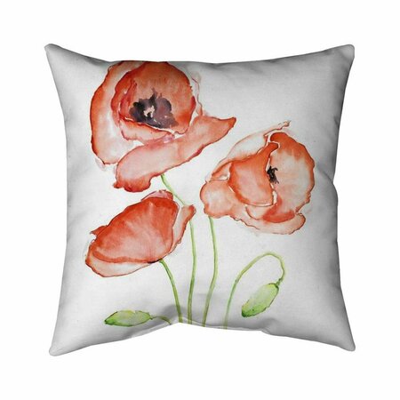 BEGIN HOME DECOR 26 x 26 in. Watercolor Poppies-Double Sided Print Indoor Pillow 5541-2626-FL272